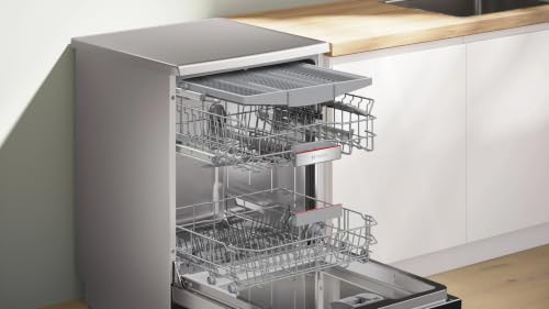 Image of Bosch Series 6 15 Place Settings Free Standing Dishwasher with Zeolith Drying, Home Connect Wi-Fi, Intensive Kadhai Program, EcoSilence Drive, Anti-Fingerprint Finish, SMP6HMI00I, Brushed Steel