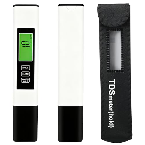 TDS EC Testeur de Qualité, TDS, EC et Température (℃/℉) 3 en 1 Mesure Rapide Écran LCD Rétroéclairé Testeur Numérique Mesureur 0-9999 ppm pour Eau...