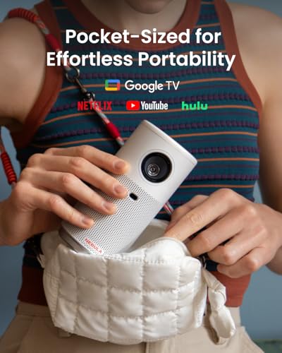 NEBULA Capsule Air Google TV Projector, Officially Licensed Netflix, 720p Smart Mini Projector with Wi-Fi and Bluetooth, 2 Hours of Playtime, Dolby Digital, Ultra Portable for Any Space