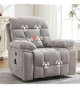 Bonzy Home 26" Extra Wide Power Recliner with Heat & Massage, Faux Leather Cup Holders