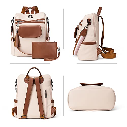 Image of OPAGE Leather Backpack Purse for Women Fashion Designer Ladies Shoulder Bags Travel Backpack With Wristlet