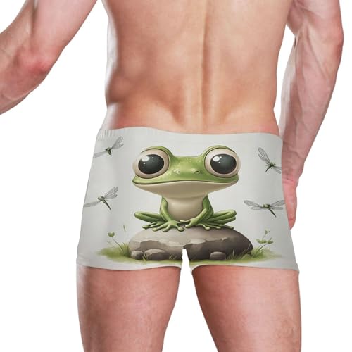 Cute Frog Green Mens Swim Trunk Swimwear Bathing Suit Swim Brief Square Leg Board Short S S0406543 5
