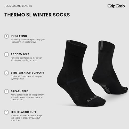 GripGrab Thermo SL Single & Multipack Winter Cycling Socks Men Women High Cut Thermal Breathable Tall Cold Weather Cycling2