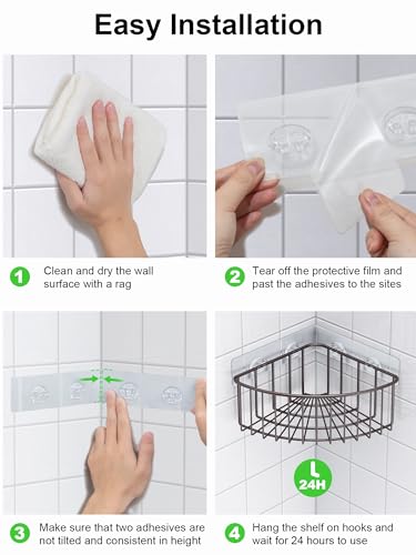 Image of SMARTAKE 2-Pack Corner Shower Caddy Deep Basket Design, SUS304 Stainless Steel, Wall Mounted Bathroom Shelf with Adhesive, Storage Organizer for Toilet, Dorm and Kitchen (Bronze)