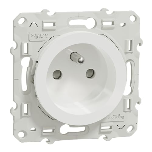 Schneider Electric - Odace prise de courant 2P+T blanc, à vis, 2 connexions rapides par pôle -...