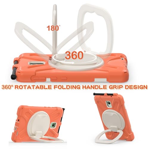 Étui Samsung Galaxy Tab Active5 protection lourde orange avec poignée rotative