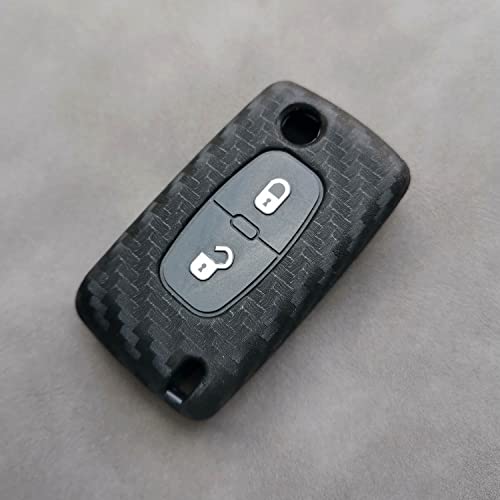 Berfea Silicone Key Fob Case Cover compatible with Peugeot 107 206 207 208 306 307 308 407 408 508 RCZ compatible with Citroen C2 C3 C4 C5 Remote Key (2 Button) - Image 2