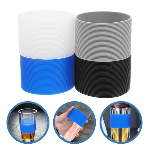 MUELODSIC 4個 耐熱シリコンカップスリーブ 防滑耐熱ガラスタンブラー保温カバー 耐久性と断熱性に ボトル保護スリーブ 飲み物の 持ち運