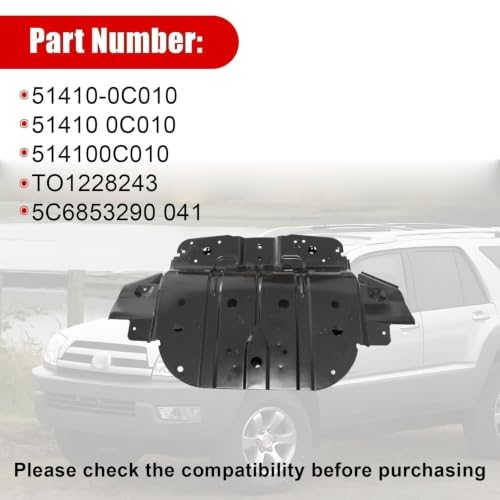 Image of FZJDSD Black Under Engine Cover Skid Plate Belly Guard 51410-0C010 Compatible with Toyota Tundra Sequoia 2007-2021