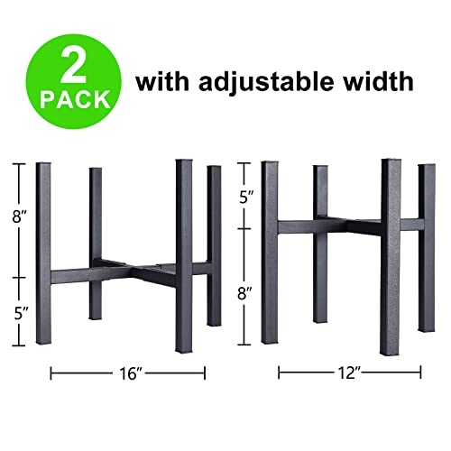 2 Pack Metal Plant Stand For Large Plants 12 13 14 15 16 Inch ,Heavy Duty Outdoor Plant Stands For Indoor Plants Multiple Tall,Black Planter Stands For Patio And Window.adjustable Width Fits 12-16"Pot(Matte Black) #TOP4