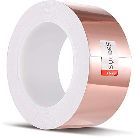 SYCEES Copper Foil Tape 25m x 50mm Strong Adhesive Conductive Copper Foil Sheet EMI Shielding for Guitar, Electrical Repairs, Garden, Decorations, Slug Snail Repellent for Plants Protection Cover