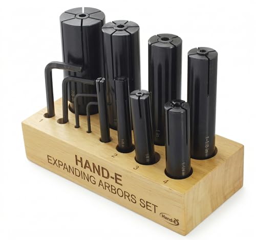 Accusize Industrial Tools - 8 Pcs Hand-Expanding Arbor Set in Wooden Block, 6931-0900