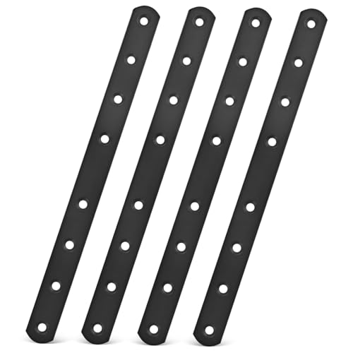 Mikikit 4 Piece Set of Metal Plates Straight Brace Brackets Stainless Steel Flat Bars Metal Brackets Universal Fixing
