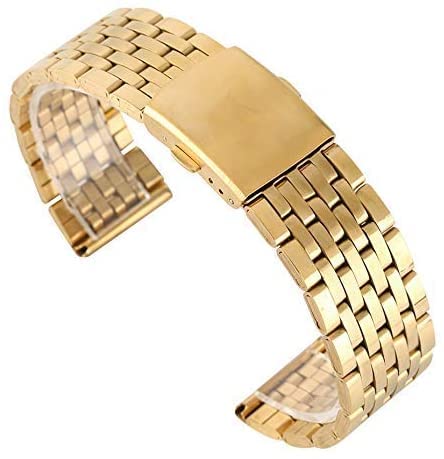 Bracelet de montre acier inoxydable or réglable 18 20 22 mm avec boucle déployante