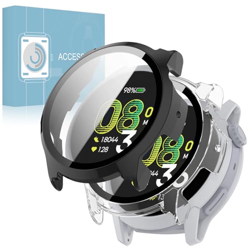 �y2���g�zFor COROS PACE 4�p �P�[�X �K���X�t�B���� ��̌^ COROS PACE 4�ی�J�o�[ �S�ʕی� �����K���X �ϏՌ� �����ߗ� �w��h�~ �X�}�[�g�E�H�b�`�P�[�X�i�u���b�N+�N���A)