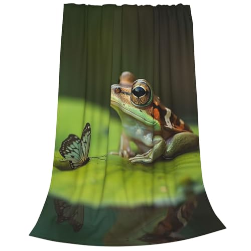Couverture flanelle microfibre légère et pelucheuse motif grenouille - 3