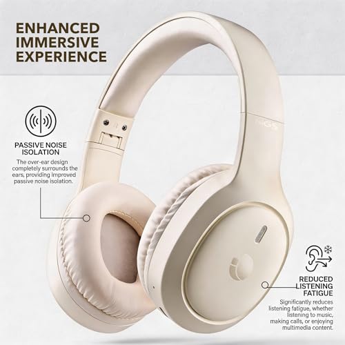 Auricular circumaural NGS Artica Tempest beige inalámbrico bluetooth con micro 5