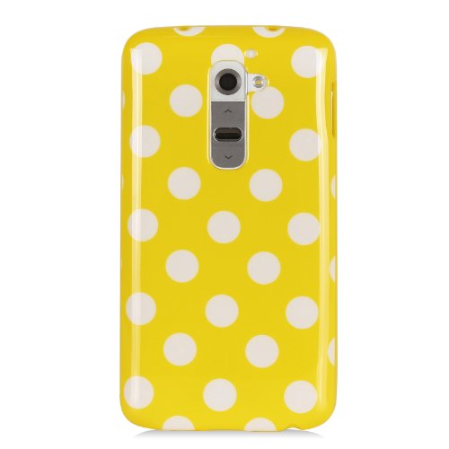 Gadgetsevil Jelly Mercury TPU Rubber Skin Slim Polka Dot Case for LG G2 D802 (Yellow)