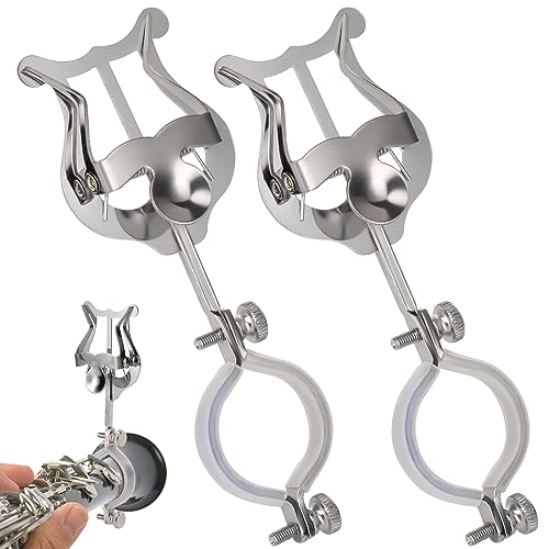 Clarinet lyre,2 Pack Silver Clarinet Lyre Holder for Marching Band,6.02Inch Clarinet Oboe Sheet Music Clip and Flip Folder,General Musical Instruments Accessories