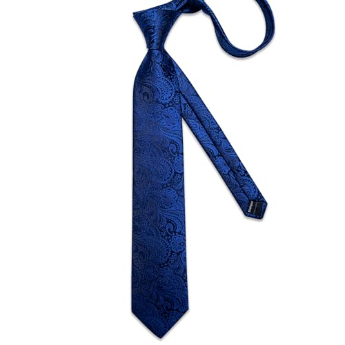 Image of DiBanGu Mens Paisley Tie Sets Silk Jacquard Woven Floral Necktie and Pocket Square Cufflinks Wedding Business Party