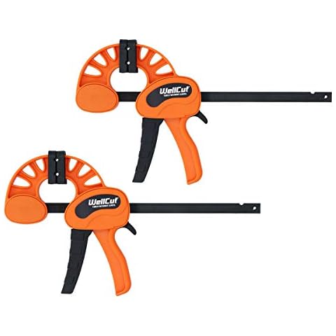 WellCut 150mm, 300mm, 450mm Wood Working Strong Quick Grip Clamp Clamping Force 70KG (2pc- 60x150) Cover