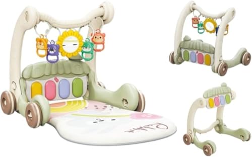 Citybabyベビージム 赤ちゃん 玩具 2in1赤ちゃんのおもちゃ、プレイジム&ウォーカー 室内遊具 知育玩具 新生児音楽フィットネス キックと遊び おしゃれ おもちゃ 出産準備 出産祝い 誕生日プレゼント 0歳~ 新生児ギフト (小さな家-グリーン)