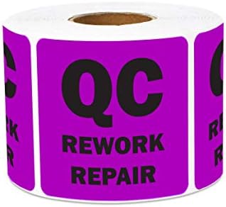 QC Rework Repair Label Stickers - 2 x 2 Inch Square in Fluorescent Purple  Color Coding Labels for Quality Control Production Line Warehouse Inventory  ...