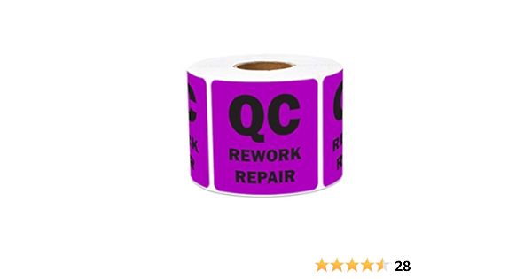 Amazon.com : QC Rework Repair Label Stickers - 2 x 2 Inch ...