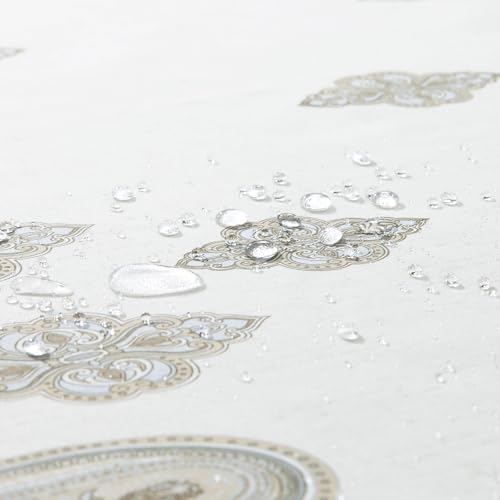 BESTRIPES Fabric Shower Curtain 78 Inches Long, Ivory Taupe Blue Moroccan Paisley Pattern Shower Curtains for Bathroom, 72" W x 78" H by BESTRIPES - Used condition - Image 3