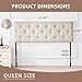 Howjoe Linen Fabric Upholstered Headboard Queen Size, Modern Diamond Tufting Solid Wood Queen Headboard Only, Adjustable Height from 37” to 51” Head Board, Bed Frame or Wall Mount Headboards, Beige