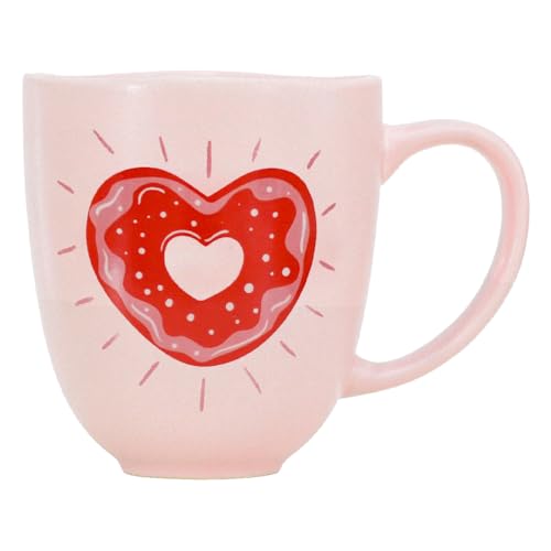 Taza de cerámica rosa de 13 oz con diseño corazón miniatura 1