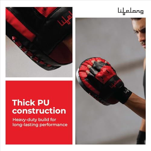 Image of Lifelong Kick Pads for MMA | Muay Thai Pads | Boxing Kick Pads | Curved Focus for Kickboxing | Thick Thigh Kickpads for Training | Maya Leather Strike Shield | Martial Arts Target Pads