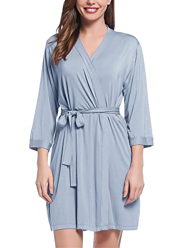 Image of Joyaria Women Bamboo Viscose Robe Super Soft Comfy Summer Cooling Short Lightweight Bathrobe with Pocket S-XXL