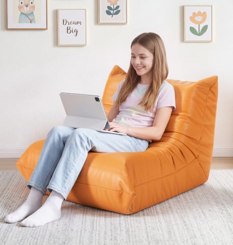 Image of Hobestluk Bean Bag Chair Leather Togo Sofa Memory Foam Adult Living Room