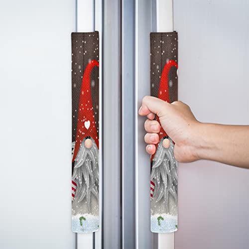 Image of Pardick Christmas Cute Gnome Xams Snowflakes Refrigerator Door Handle Covers Set of 2 Washable Fridge Dishwasher Oven Mocrowave Door Decor Protector Handle Cover Keep Your Kitchen Appliance Clean