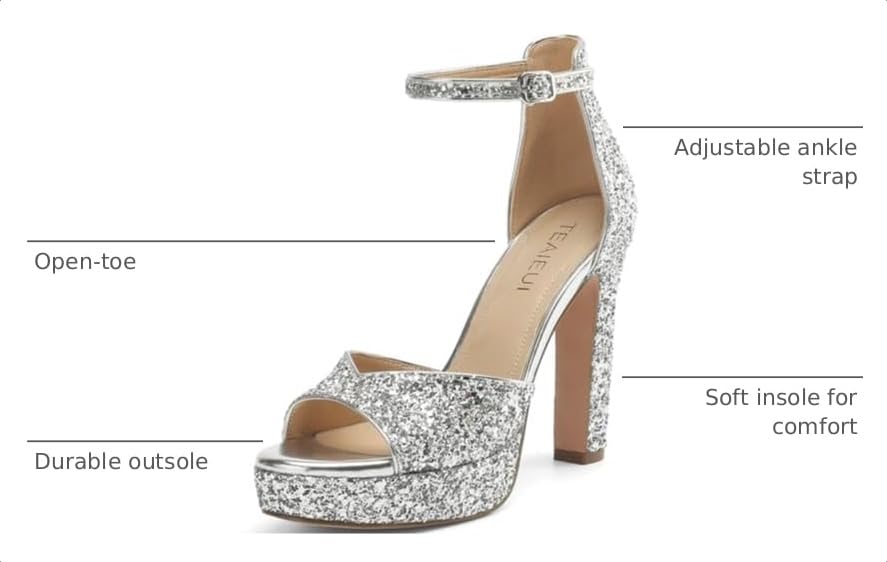 Image of TEAIEUI Pearl Platform Heels for Women, Peep Open Toe Block Heeled Sandals