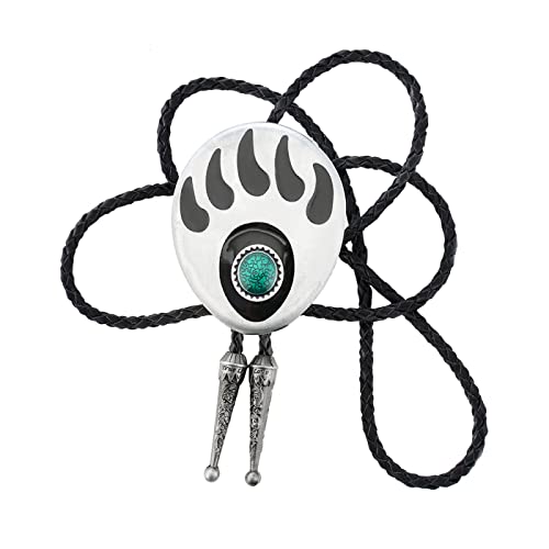 Bolo cravate pour homme en cuir tressé et médaillon flamme sculpté vintage