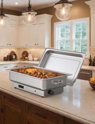 Image of 2 Pack Electric Chafing Dish Buffet Set, 9 QT Stainless Steel Food Warmers with Digital Temperature Display, Buffet Servers & Warming Trays for Parties, Weddings, Catering