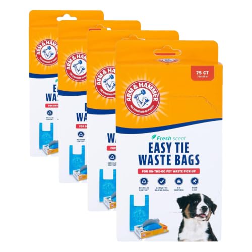 Image of ARM & HAMMER 71041 Easy-Tie Waste Bags, Blue, 75 Count - Pack of 4