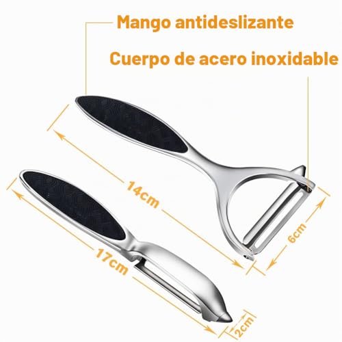 Miniatura 4 de 2 Uds Pelador De Verduras Acero Inoxidable, Pelador De Patatas Con Cuchilla Giratoria Y Mango Ergonómico Para Frutas, Zanahoria, Pepino, Manzana