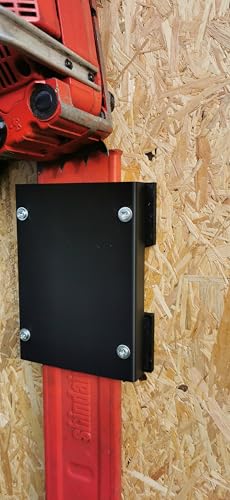 Motorsägen Wandhalterung – Kettensägenhalter Schwarz zur sicheren Wand/Seilwinde Montage mit 4 Schrauben, stabil & platzsparend
