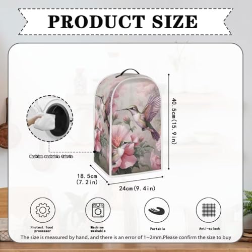 Image of Hummingbird Floral Blender Dust Cover Appliance Covers for kitchen Stand Mixer or Coffee Maker Polyester Dust Proof Blender Cover with Top Handle