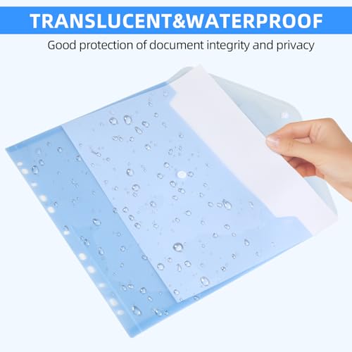 Dokumententasche A4 – 8 Stück Dokumentenmappe A4 in 8 Farben, Wasserdichte Sichttaschen mit 11 Lochrand, Klettverschluss & Etikettentasche, Dokumente Ordnen für Schule, Büro & Zuhause