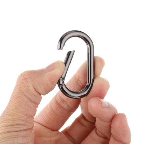 2 Stück Ovaler Karabiner Schlüsselanhänger,Schwarz Zinklegierung Schlüsselanhänger,Langlebig Schlüsselanhänger-Clip für Rucksack,Brieftasche und Schlüssel