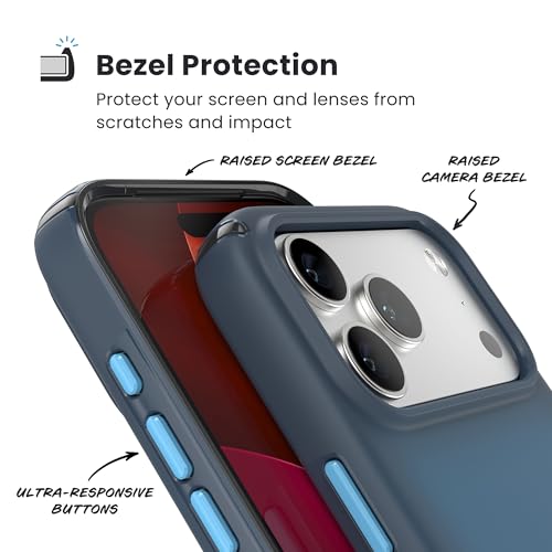 Image of Speck Presidio LUX for iPhone 17 Pro Max Case, MagSafe-Compatible, Slim Protective Case, DEEP SEA Fade /Black /Spell Blue