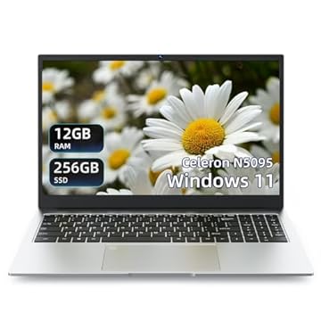 PONKLOIE Laptop 2025 Laptops computador de 15,6 polegadas, 12 GB de RAM, armazenamento SSD de 256 GB, desbloqueio de impressão digital, CPU N5095, processadores de até 2,9 GHZ, 5G WiFi/BT 4.2/HDMI