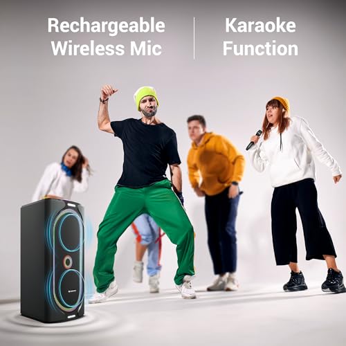 Image of ZEBRONICS ROXOR PRO Party Bluetooth Speaker, Dolby Audio, 120W, Upto 6h Battery, Karaoke, Bluetooth v5.4 | HDMI (ARC) | TWS | USB | Mic /GT Input | Aux, RGB LED, Dual 6.5 inch Drivers,Wireless Mic