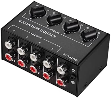 GHGHF audio amplifier Mini Stereo Audio Mixer with 4-Channel RCA Inputs Separate Volume Controls Full Metal Shell