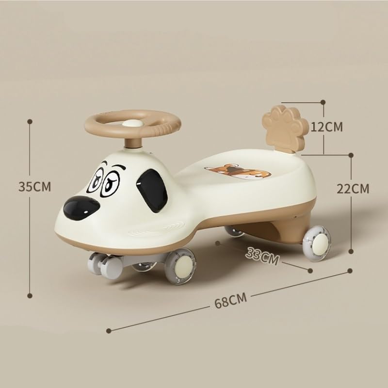 Wiggle Car Music Light Anti-Rollover Swing Car Silent Flash Wheel Twist Turn Wiggle Movement to Steer for Ages 2 Years and Up(Pink,Normal Wheel)