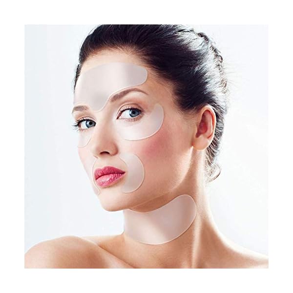 Hoosh Face Silicone Pads for Wrinkles (6 Pcs, Reusable), Overnight Hydrating Anti Aging Patches, Botox Tape for Neck, Forehead, Eyes & Smile Lines Treatment, Face & Under Eye Smoothing Mask For Women